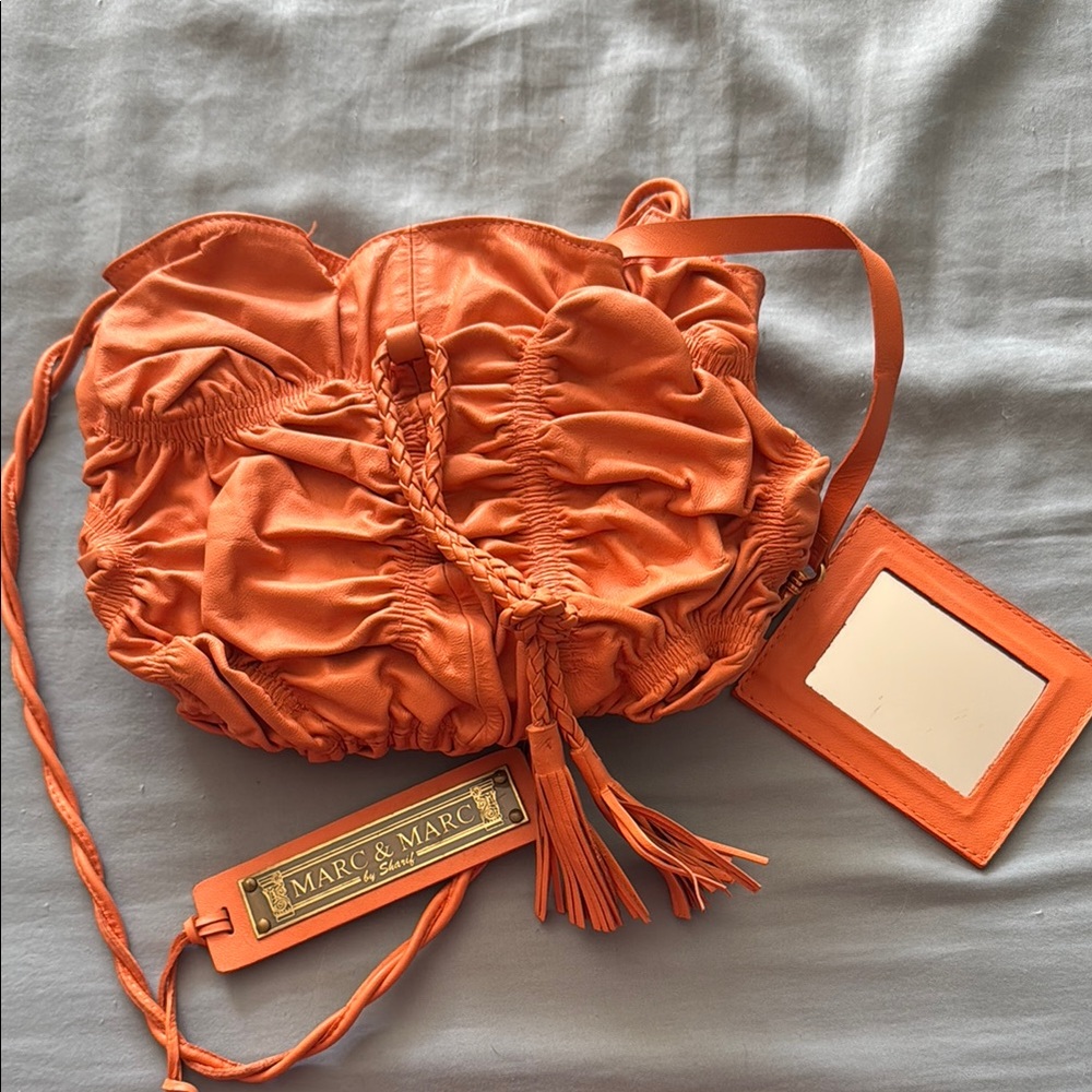 Marc By Marc Jacobs Orange Shoulder Bag with Ruched Design